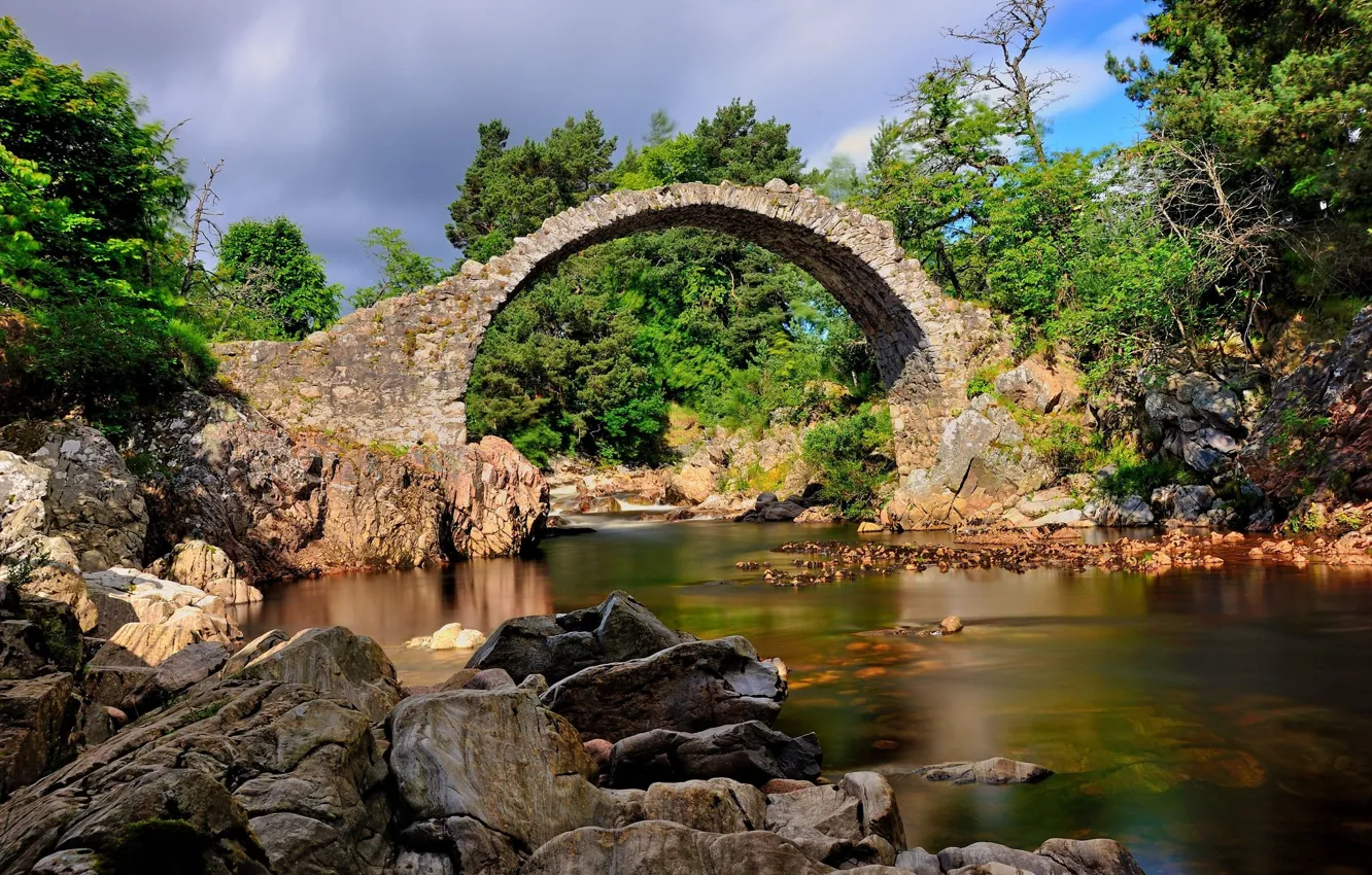 Photo wallpaper beauty, bridge, nature, arch, river, landscape