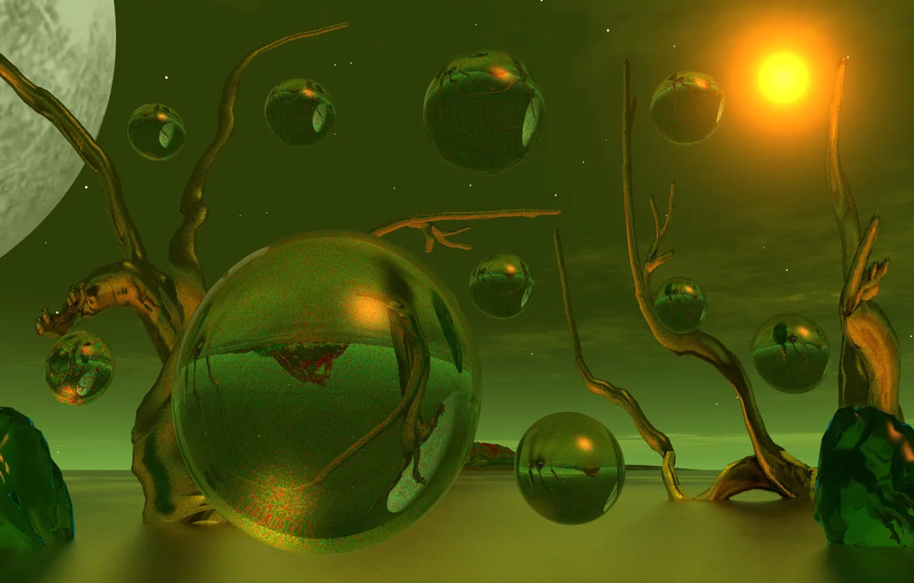 Photo wallpaper background, balls, green