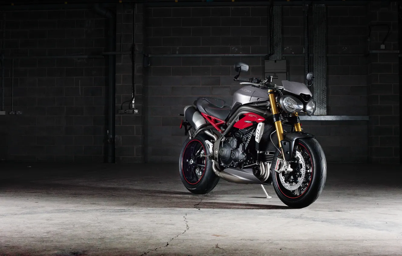 Photo wallpaper garage, motorcycle, Triumph, 2016, Speed Triple R