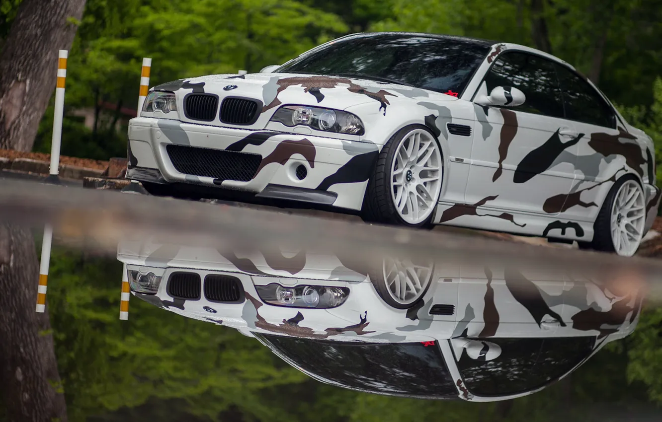Photo wallpaper reflection, bmw, BMW, camouflage