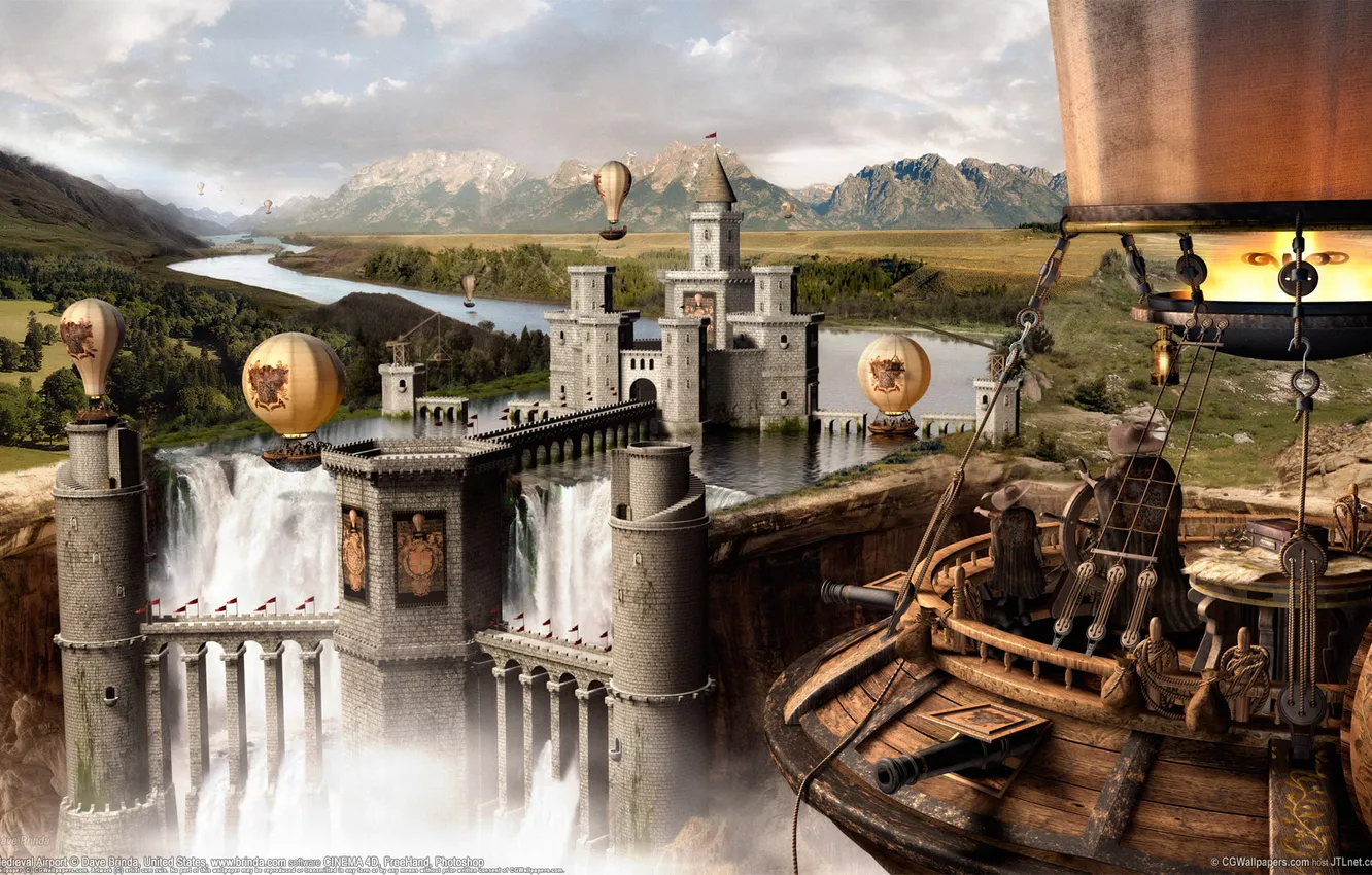 Photo wallpaper balloons, waterfall, dam, airport, dave, Brenda