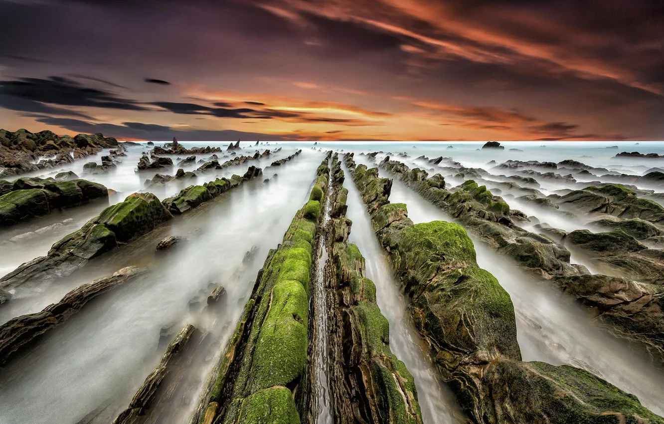 Photo wallpaper sea, dawn, shore, Spain