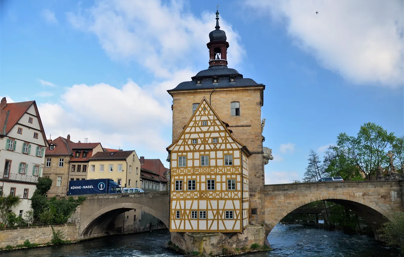 Photo wallpaper bridge, building, Germany, Bayern, architecture, bridge, Germany, Bamberg
