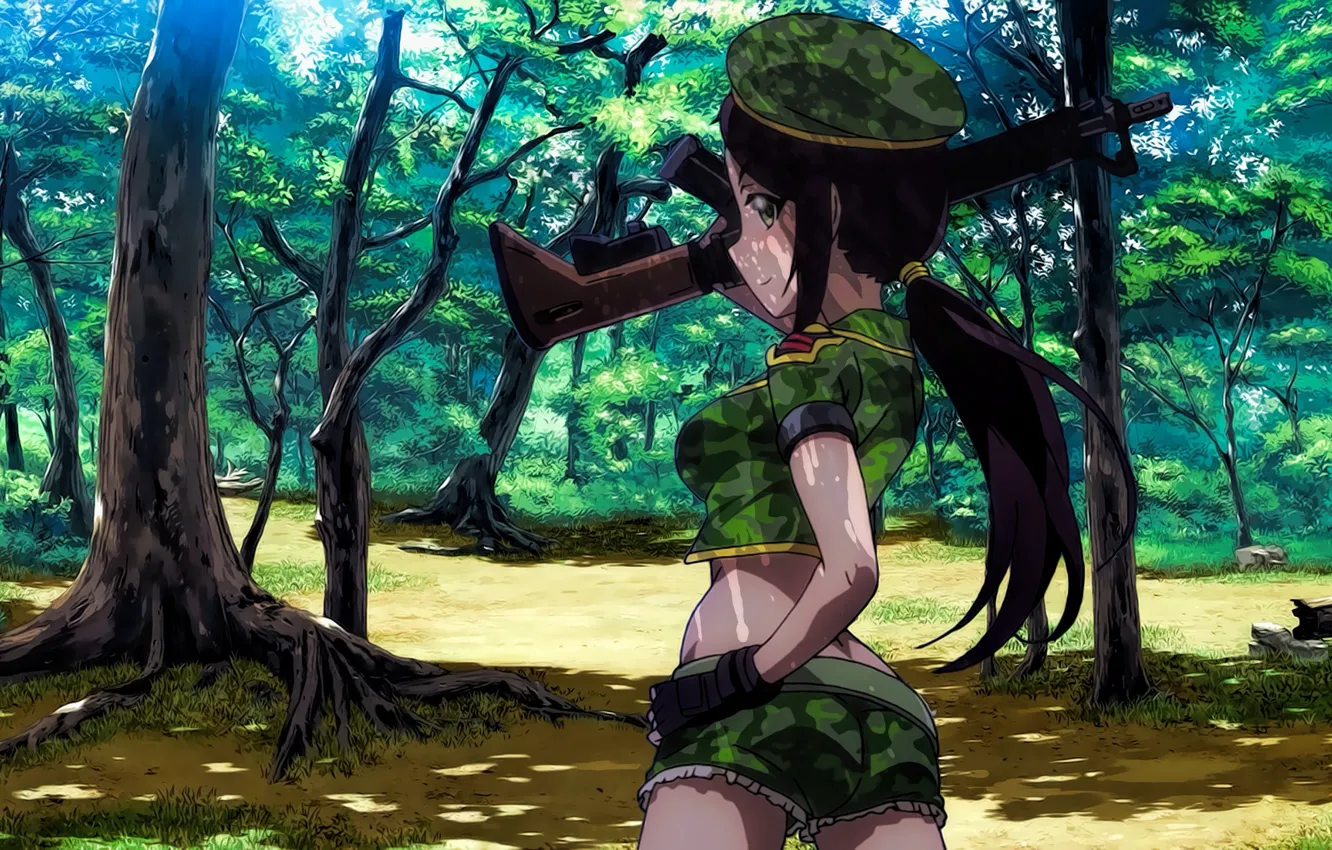 Photo wallpaper gun, game, weapon, anime, asian, manga, japanese, Idol Master