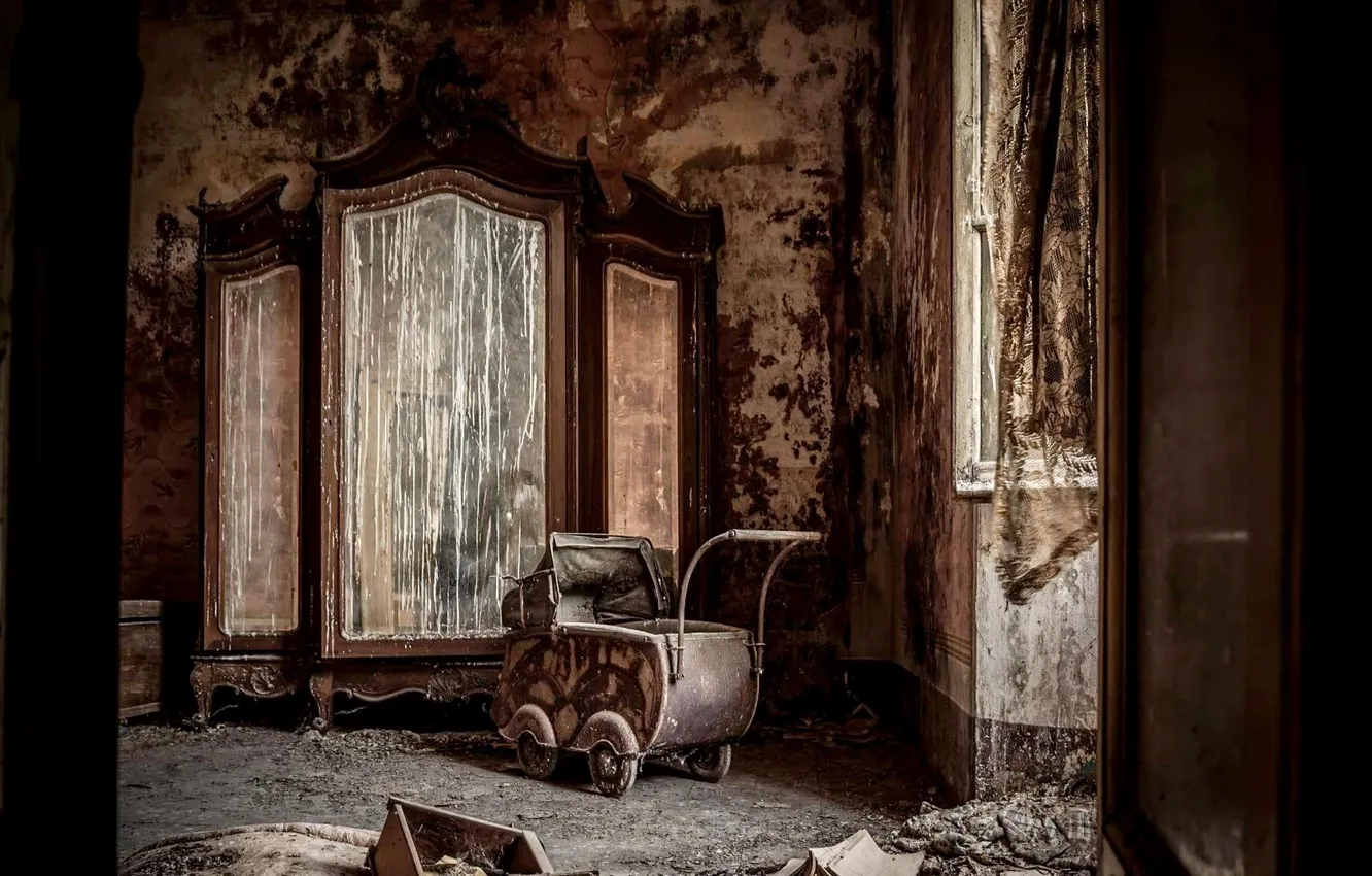 Photo wallpaper background, room, stroller