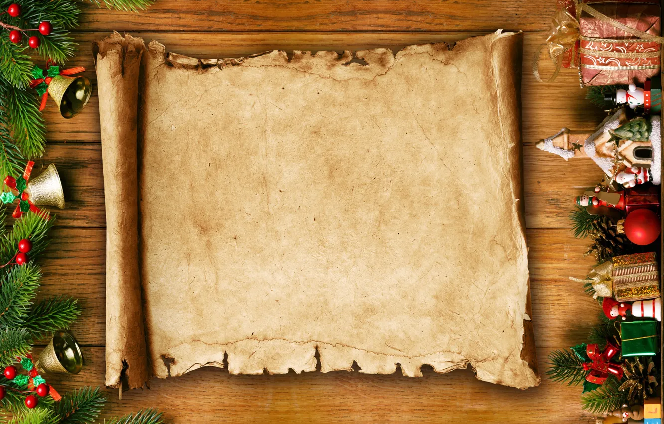 Photo wallpaper decoration, trees, paper, new year, frame, Christmas, Christmas, decoration