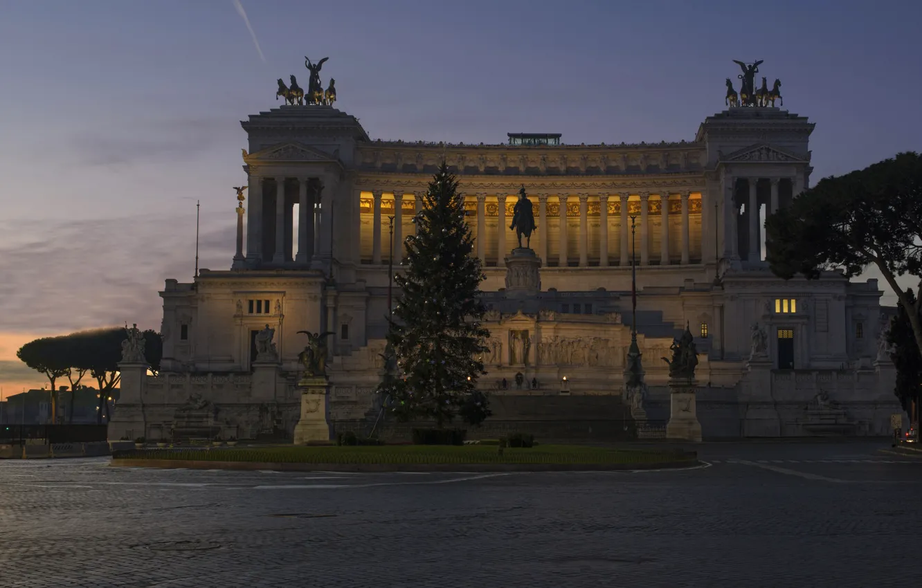 Photo wallpaper dawn, morning, Rome, Italy, The Vittoriano, Venice Square