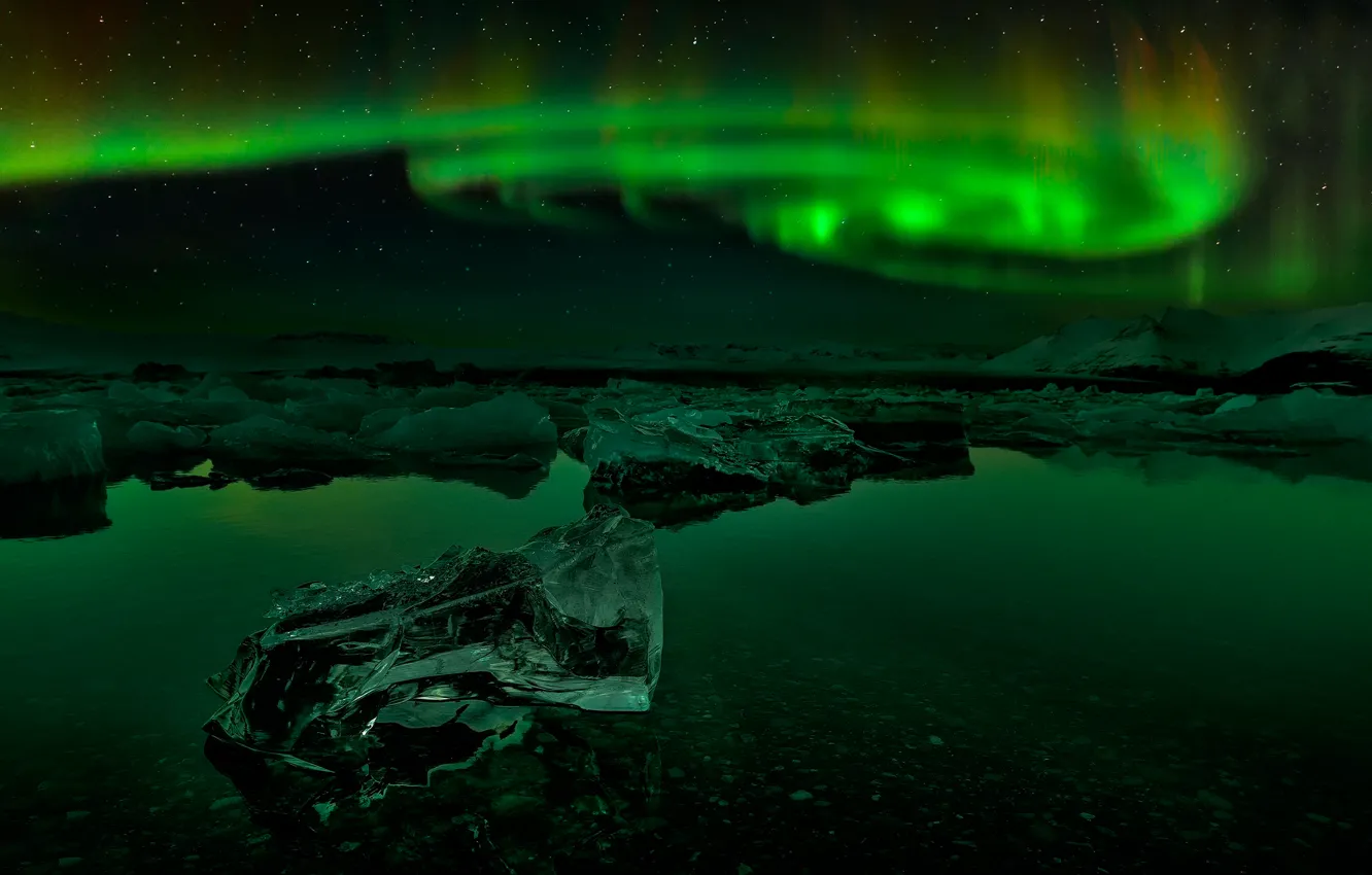 Photo wallpaper night, Northern lights, Iceland