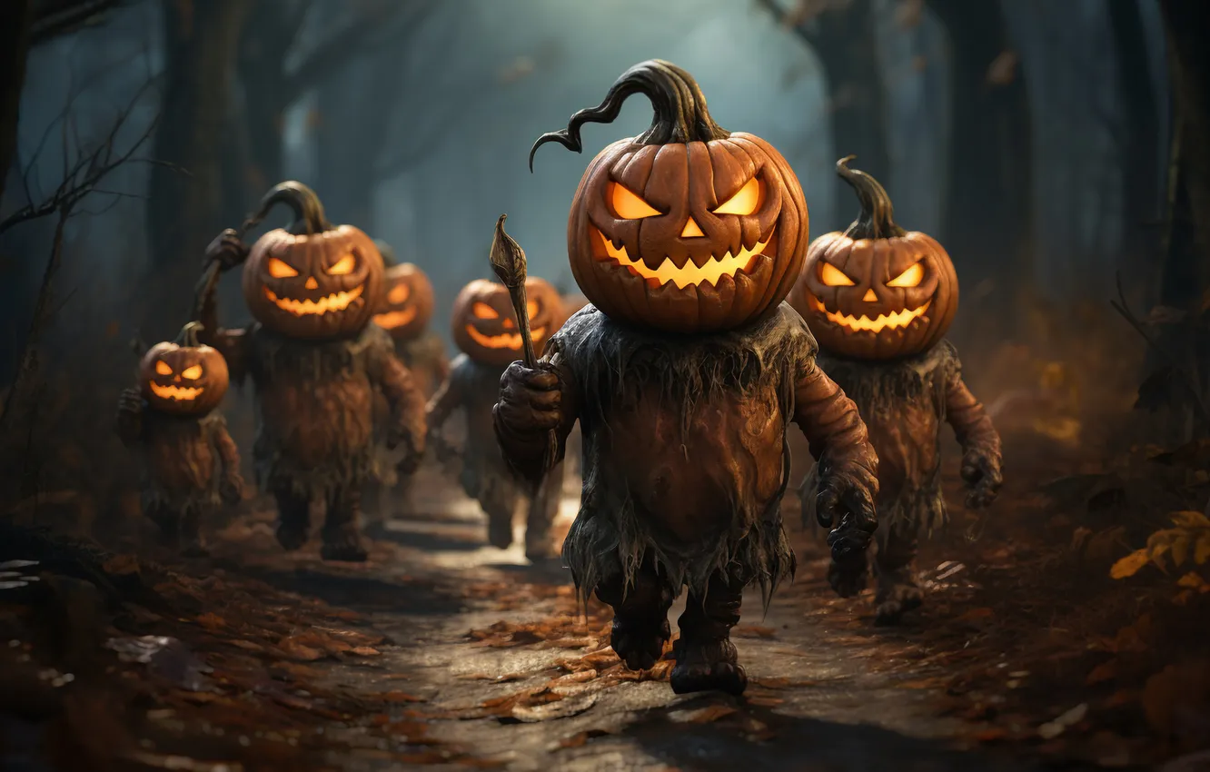 Photo wallpaper fear, pumpkin, horror, Halloween