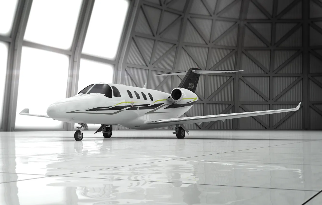 Photo wallpaper Hangar, 3D Aircraft, Private Jet, Citation M2 Latitude