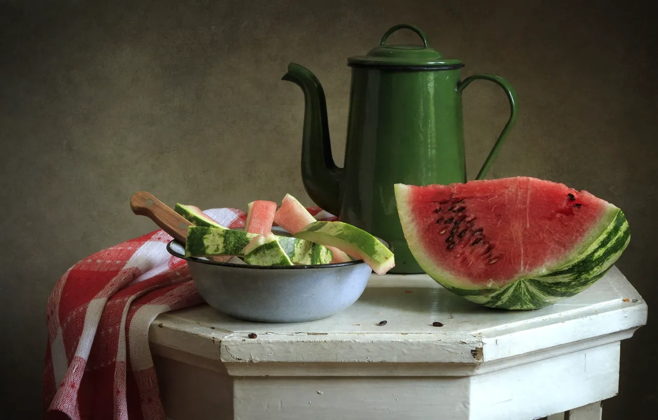 Photo wallpaper watermelon, kettle, peel