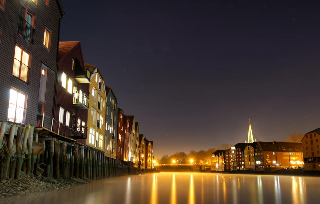 Photo wallpaper night, Norway, Trondheim