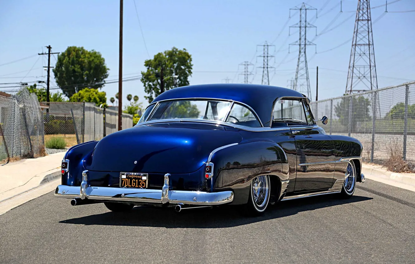 Photo wallpaper Chevrolet, Blue, Old, Custom, Deluxe
