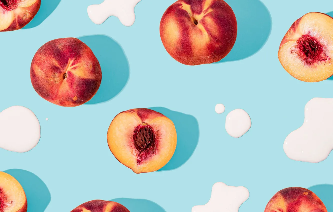 Photo wallpaper food, fruit, peaches, yogurt