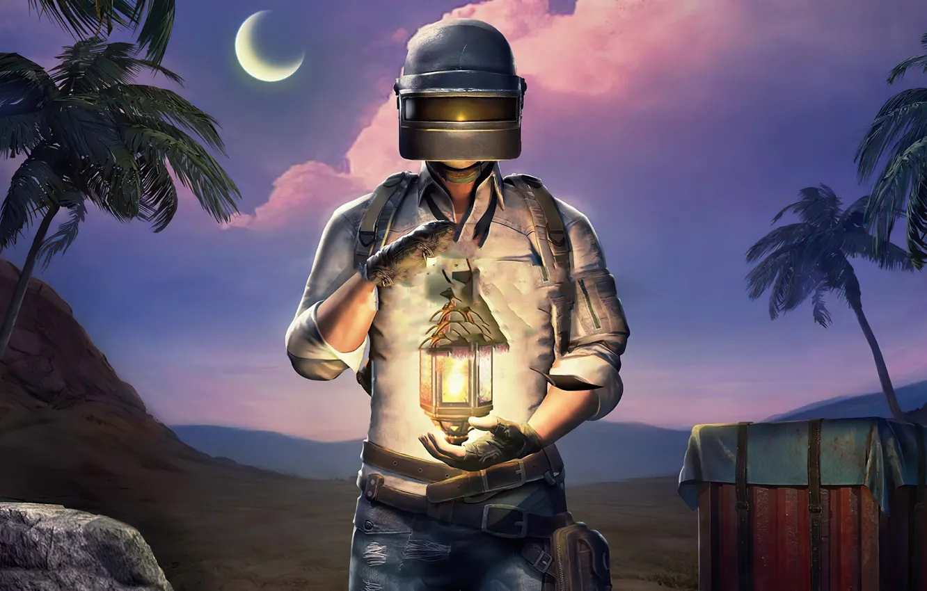 Photo wallpaper lights, helmet, guy, PlayerUnknown's Battlegrounds