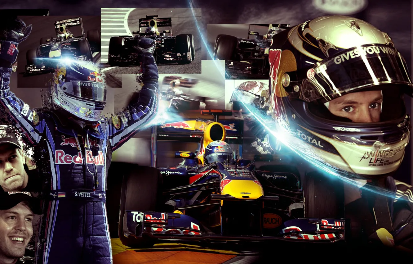 Photo wallpaper Racer, Formula 1, Red Bull, Sebastian Vettel, Pilot