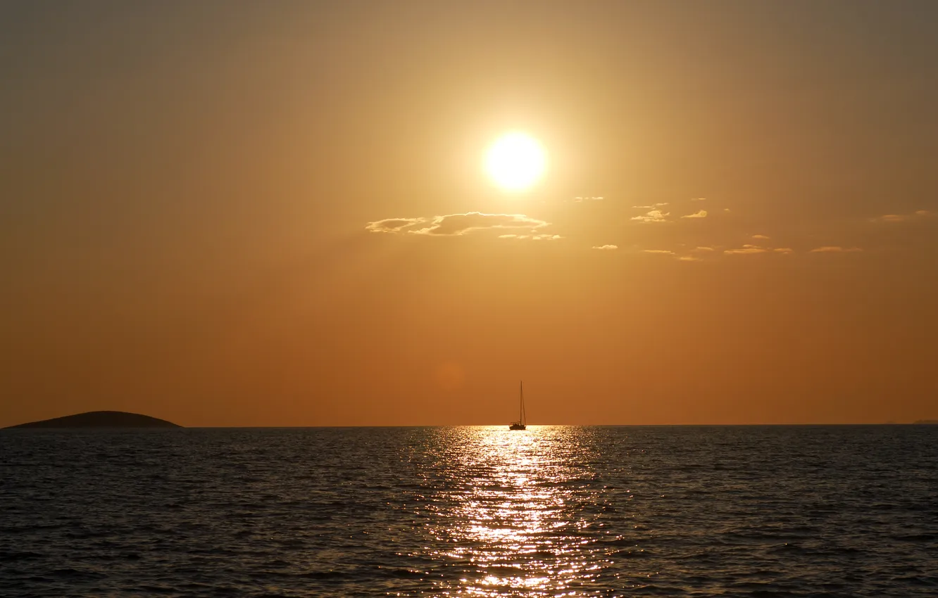Photo wallpaper sea, the sun, sunset, Croatia, Sergey Zemnukhov