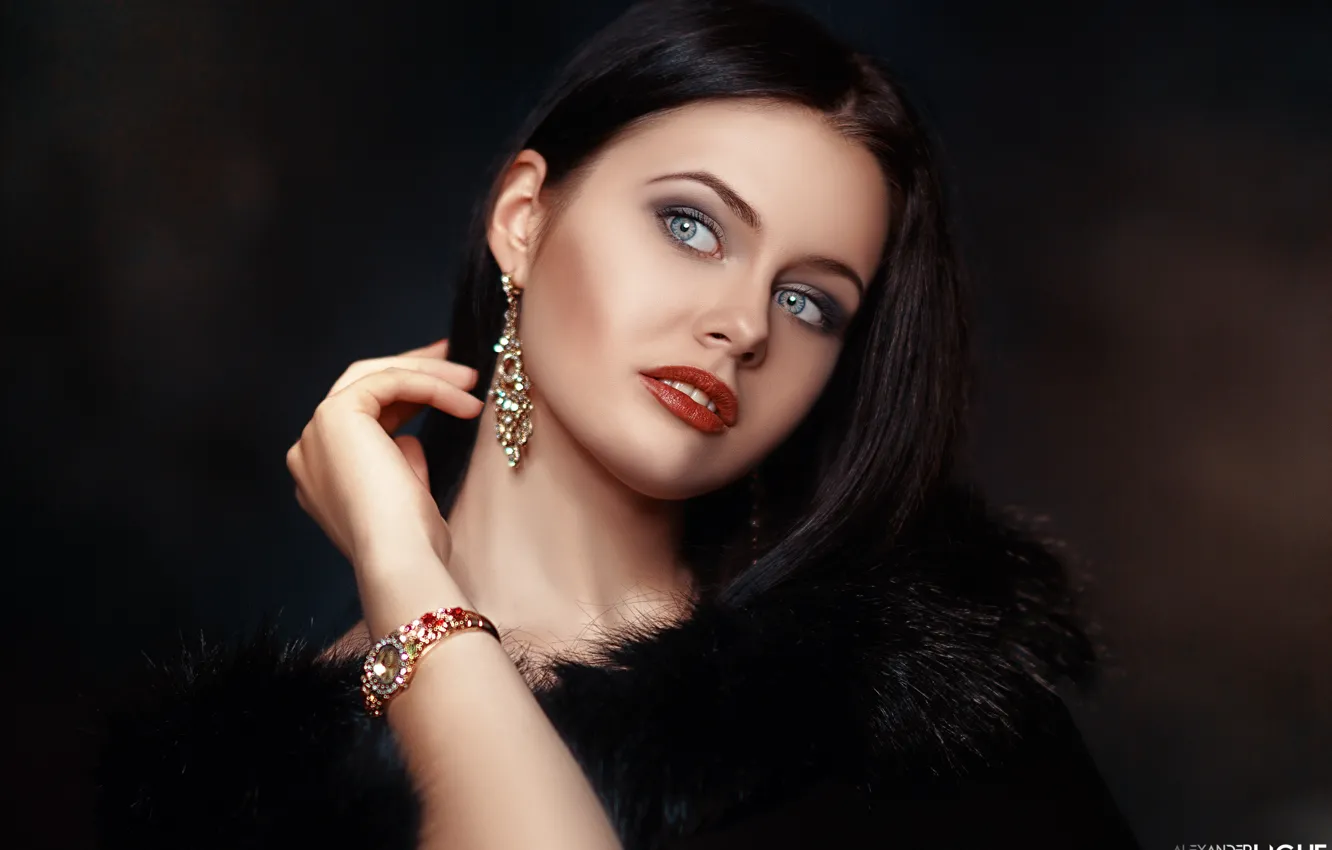 Photo wallpaper look, face, style, model, watch, portrait, earrings, hands