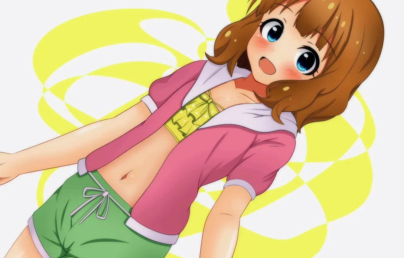 Photo wallpaper girl, shorts, blouse, anime, beautiful, short hair, Hoodie, pretty