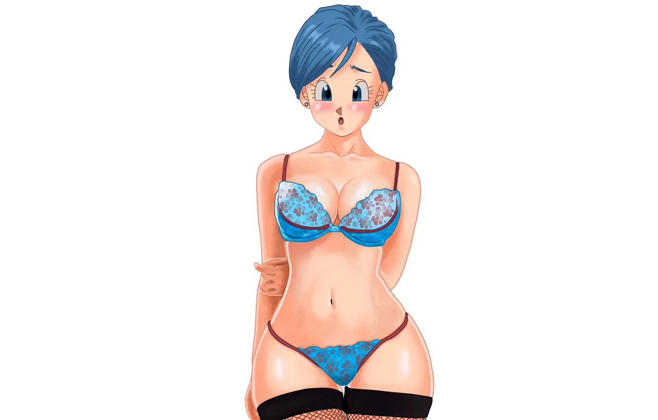 Photo wallpaper girl, sexy, lingerie, bra, cleavage, panties, thighhighs, boobs