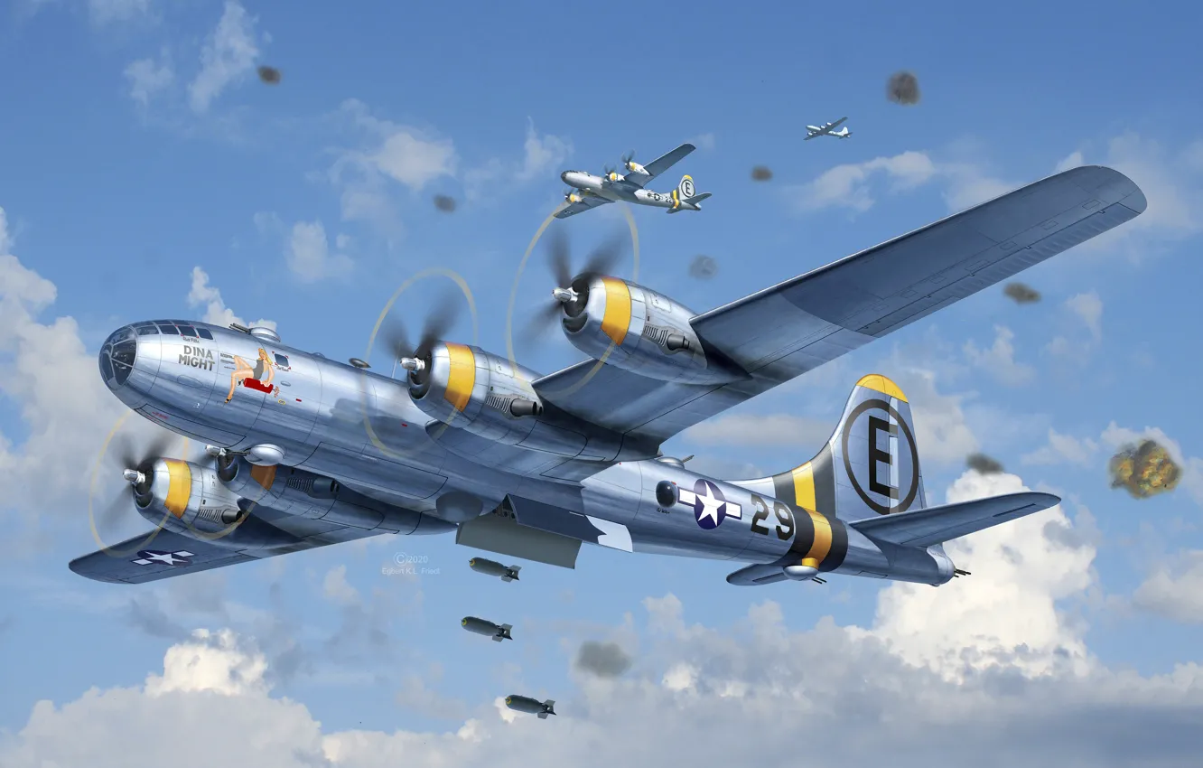 Photo wallpaper USA, USAF, B-29 Superfortress, Strategic bomber, Heavy bomber