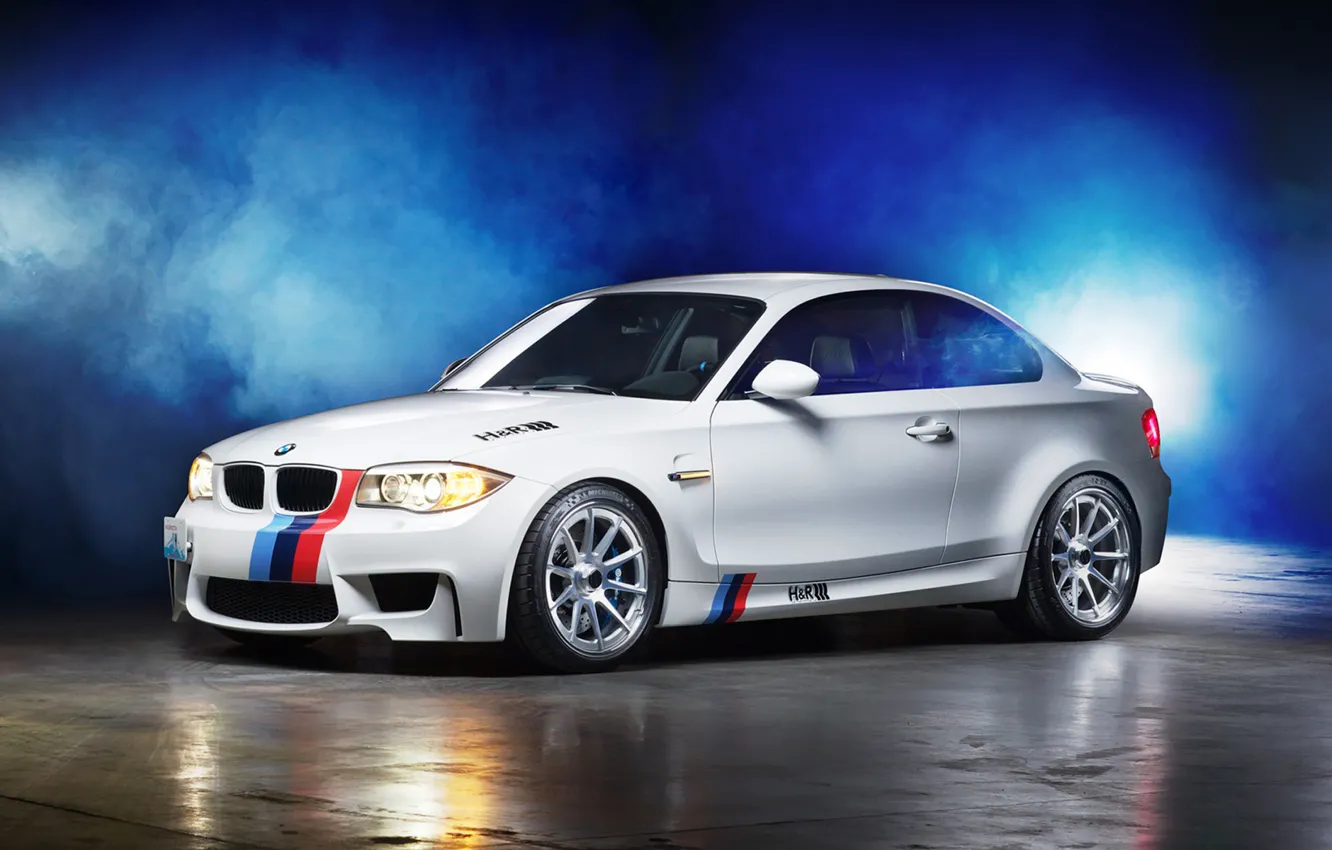 Photo wallpaper tuning, smoke, BMW, bmw 1m coupe