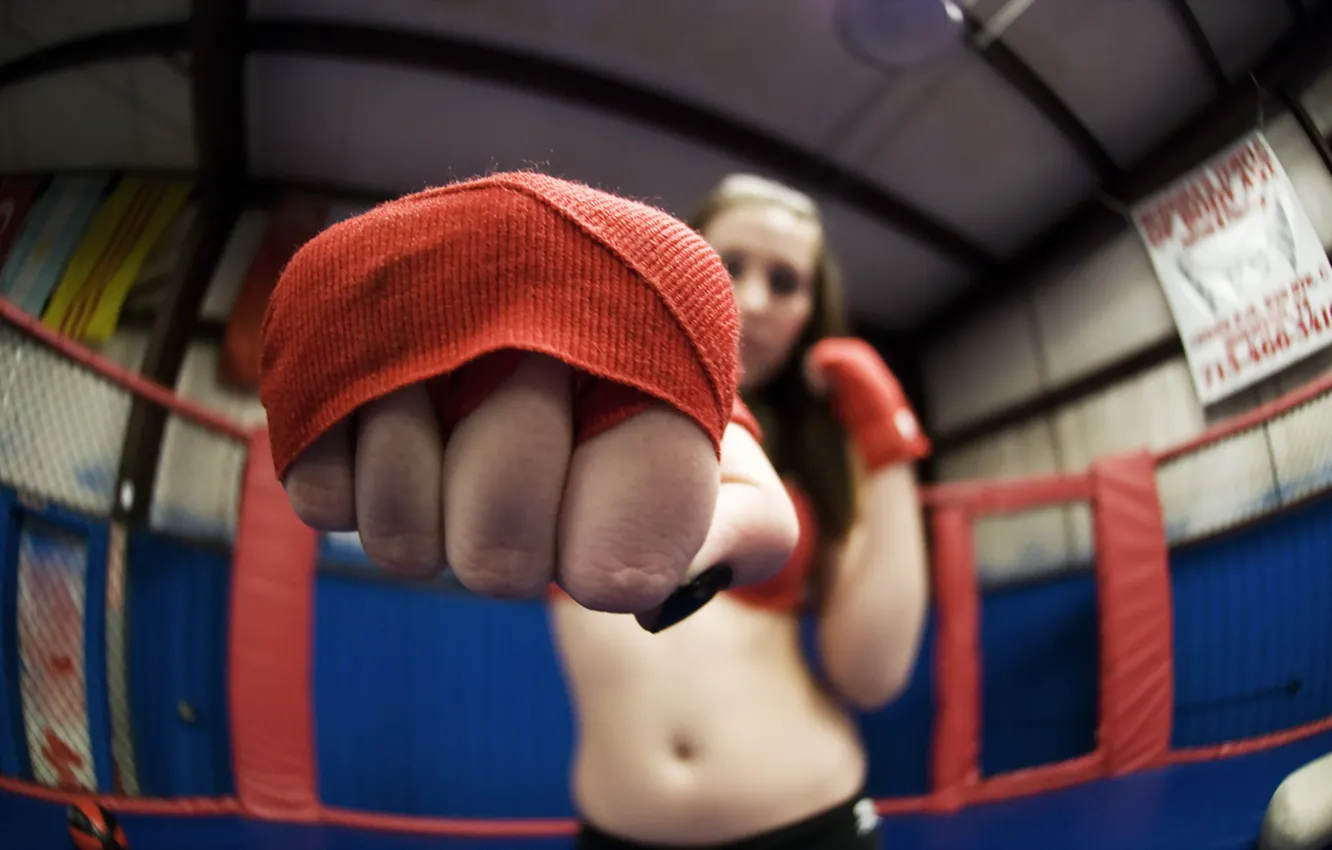 Photo wallpaper girl, sport, fist, training
