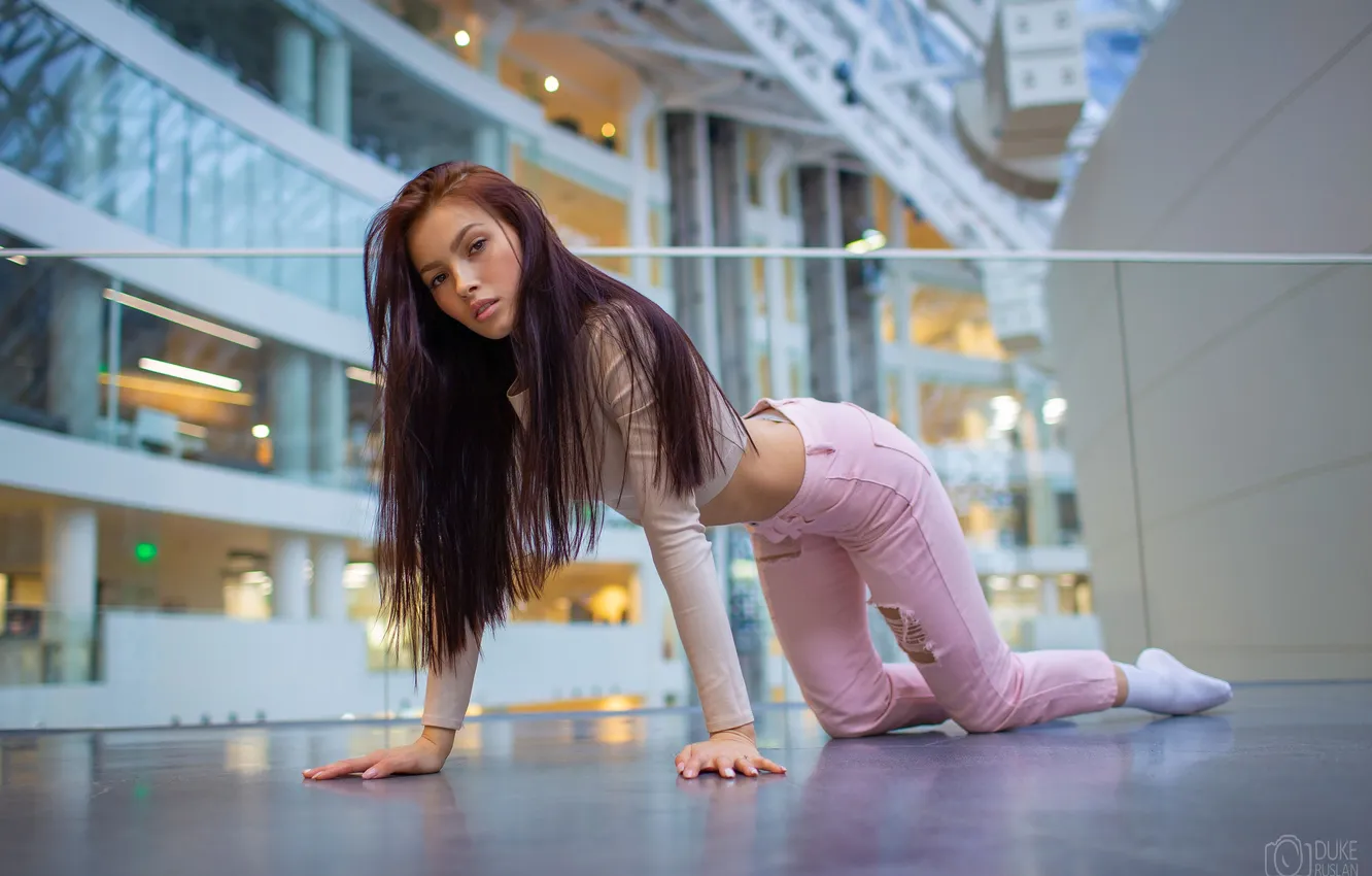 Photo wallpaper girl, sexy, Wallpaper, sweetheart, model, bright, panties, jeans