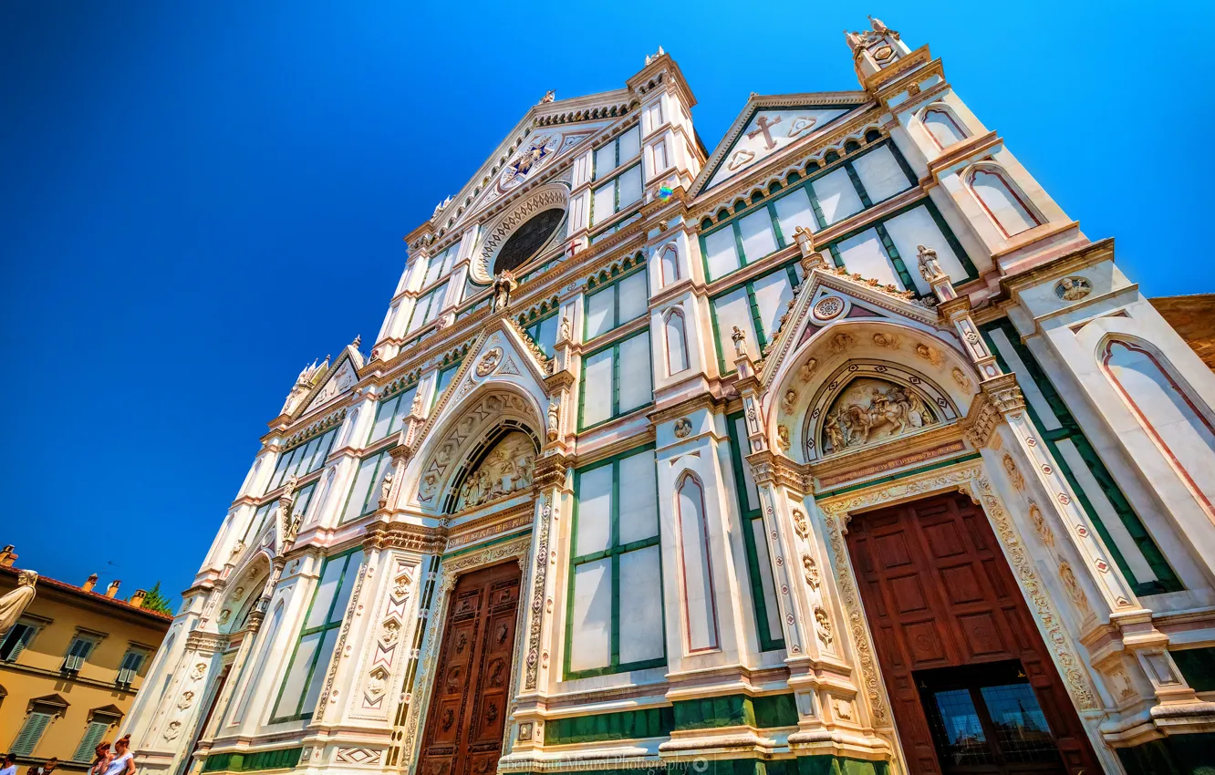 Photo wallpaper the sky, Italy, Florence, architecture, facade, Basilica of Santa Croce