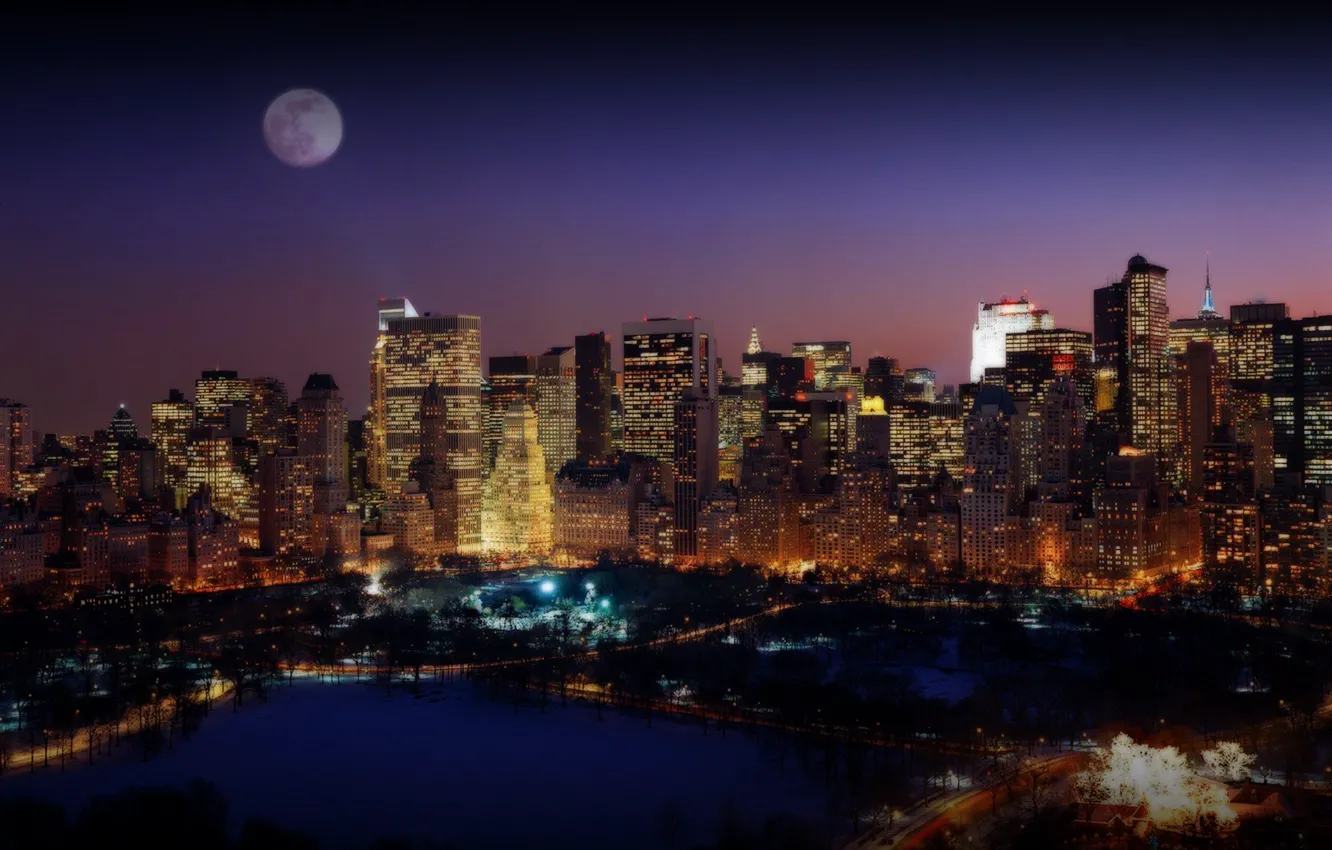 Photo wallpaper road, night, the city