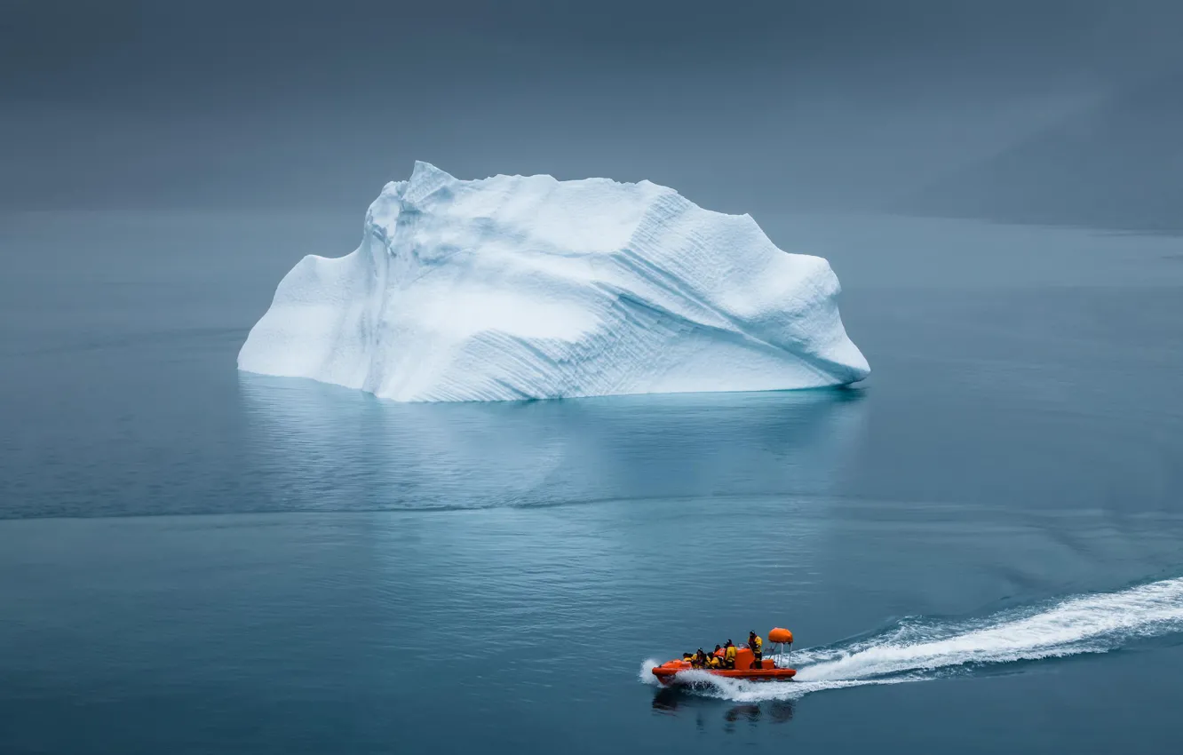 Photo wallpaper iceberg, Greenland, lifeboat