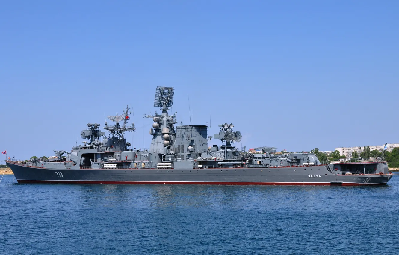 Photo wallpaper ship, large, anti-submarine, on the roads, Sevastopol, "Kerch"