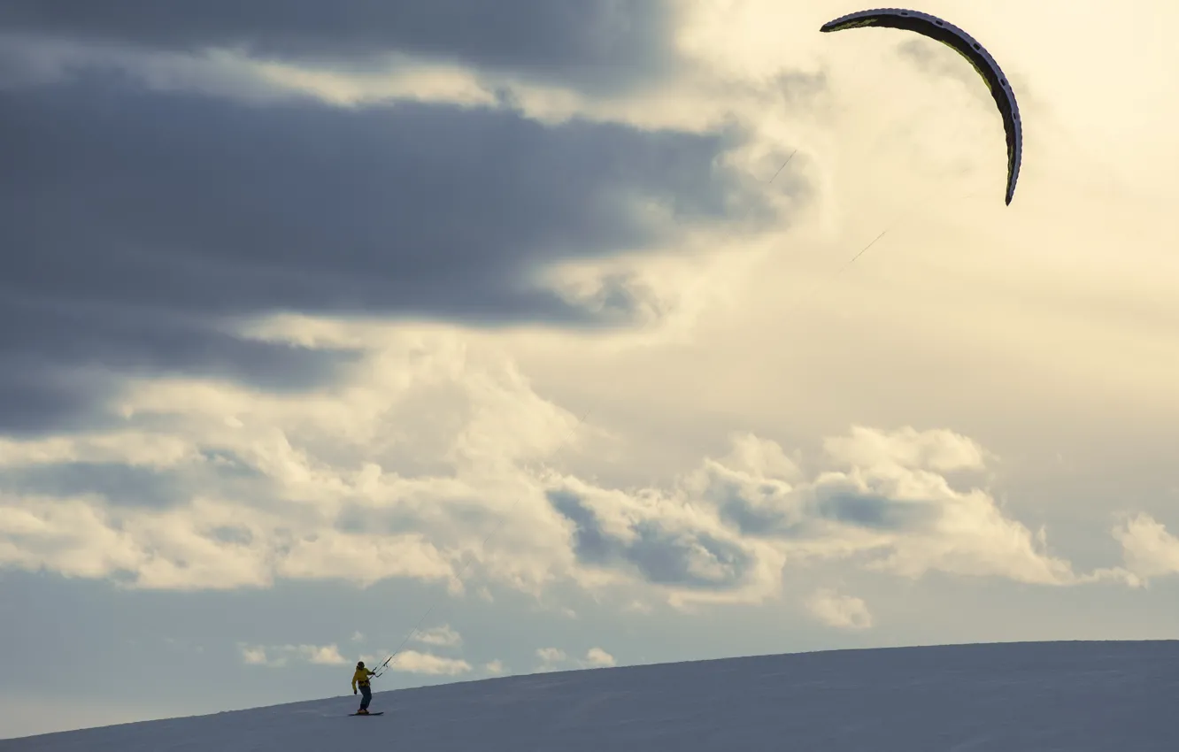 Photo wallpaper sport, sky, extreme, ski, kite