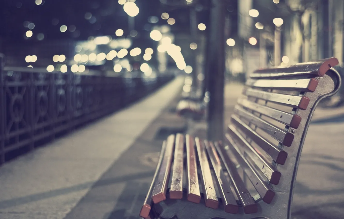 Photo wallpaper night, the city, romance, the fence, the evening, shop, promenade