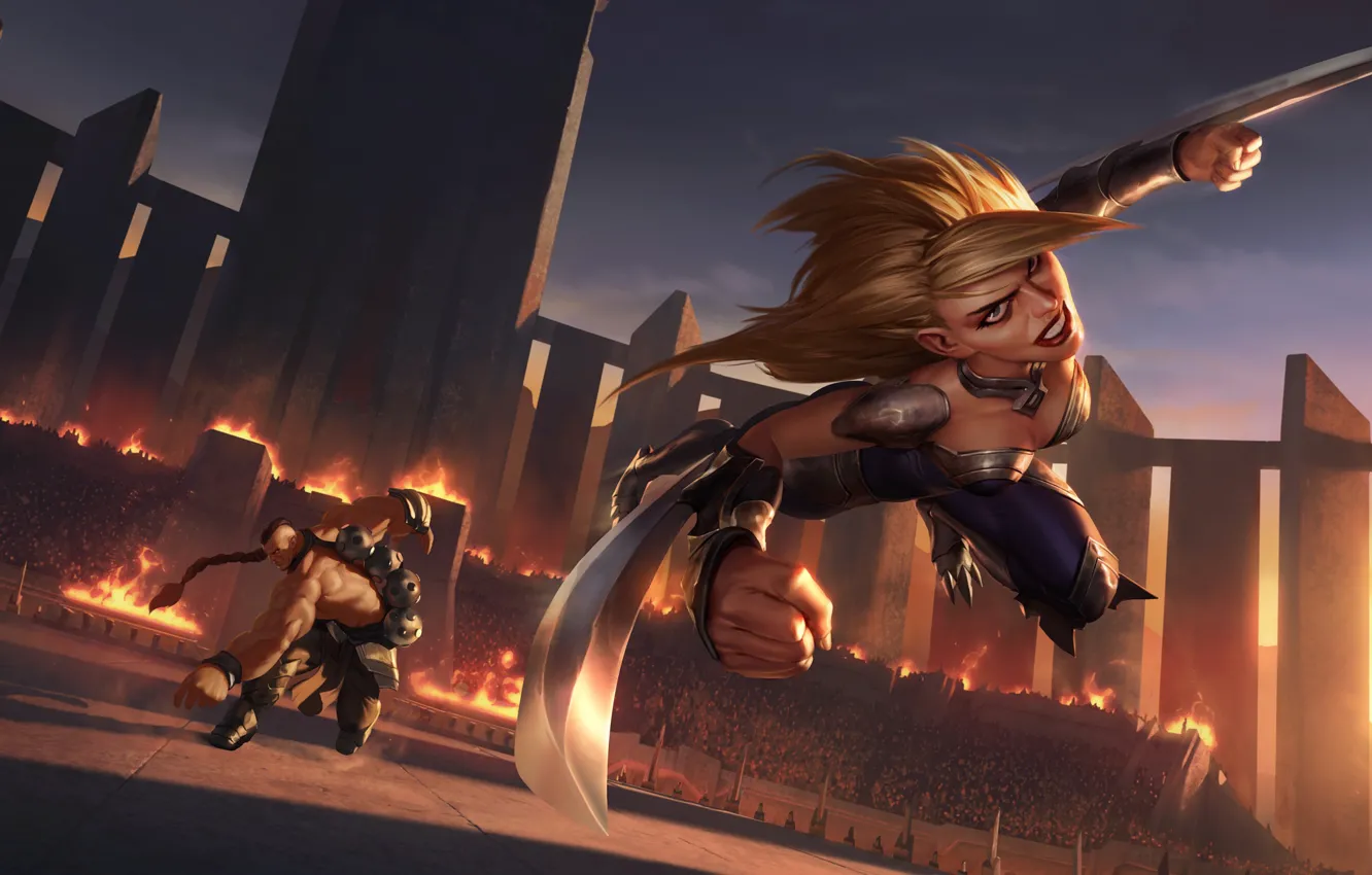 Photo wallpaper girl, movement, knife, Legends of Runeterra
