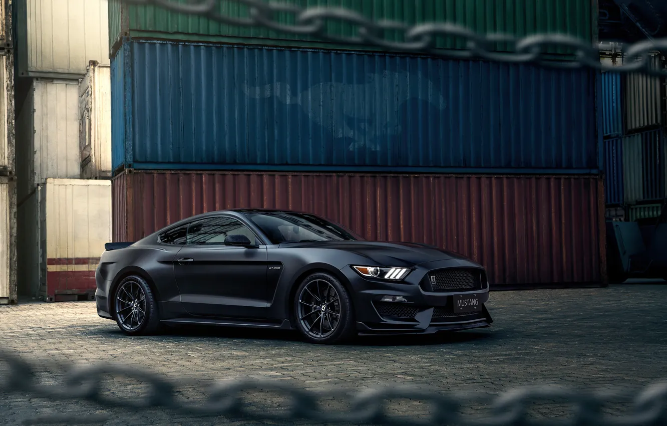 Photo wallpaper car, machine, tuning, Mustang, Ford, wheels, chain, Ford Mustang