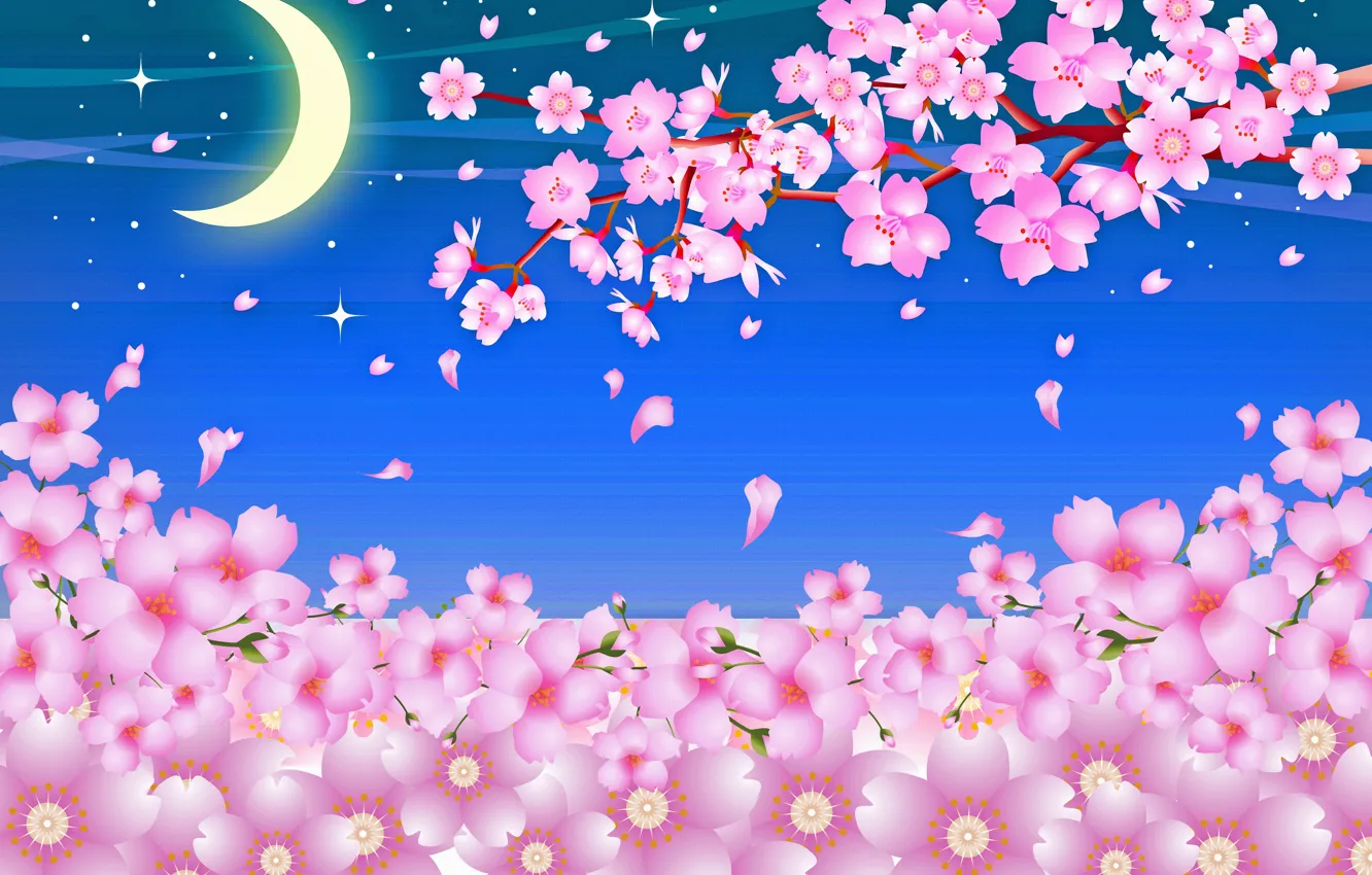 Photo wallpaper the sky, a month, Sakura, flowering