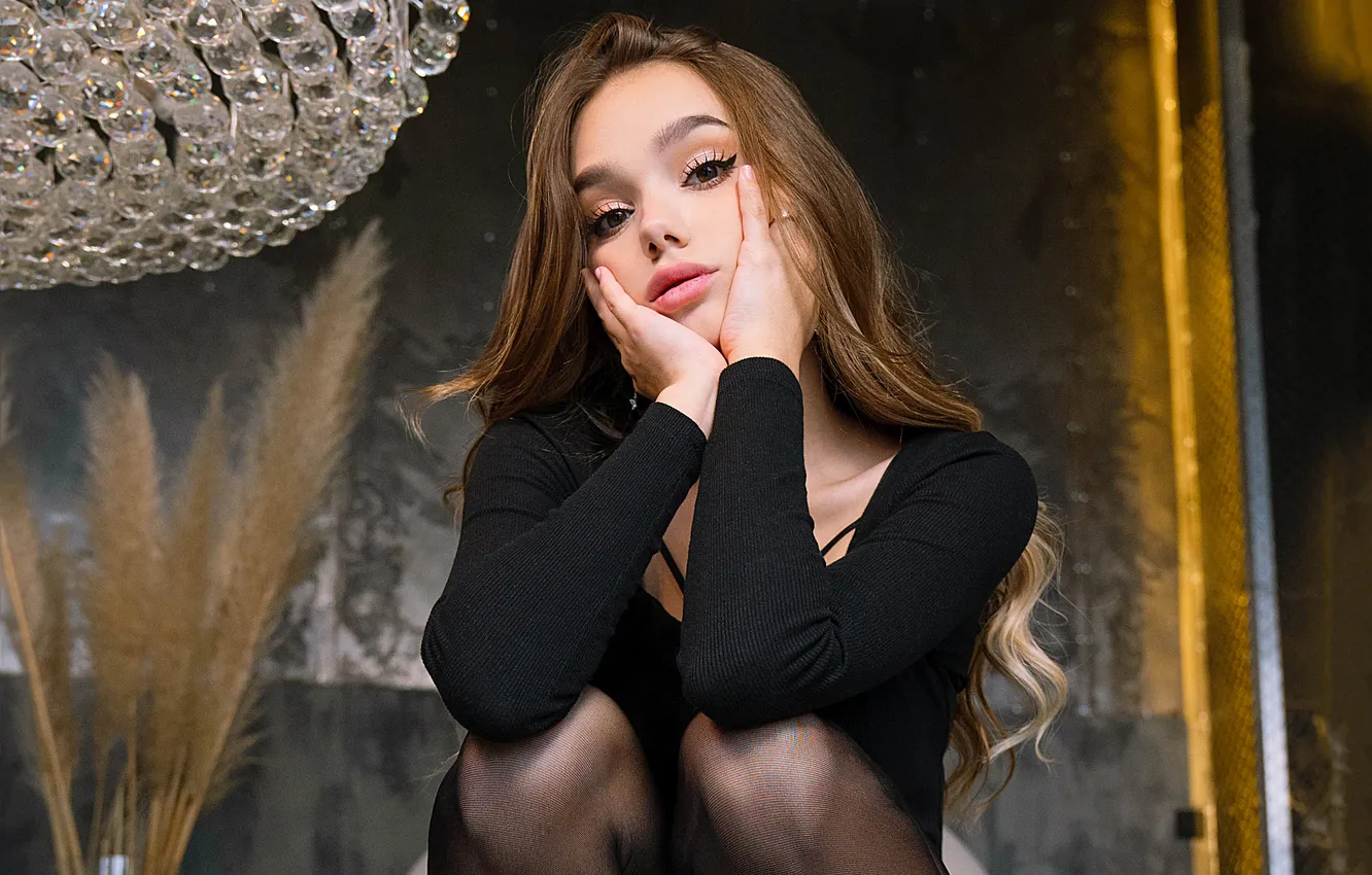 Photo wallpaper look, sweetheart, long hair, long hair, eyes, pretty, lips, brunette