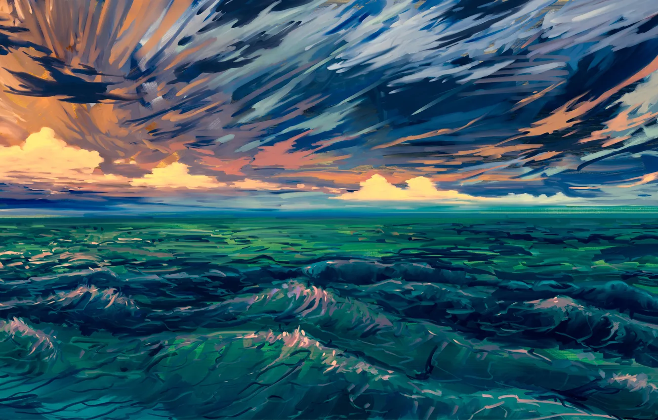 Photo wallpaper sea, the sky, figure, art