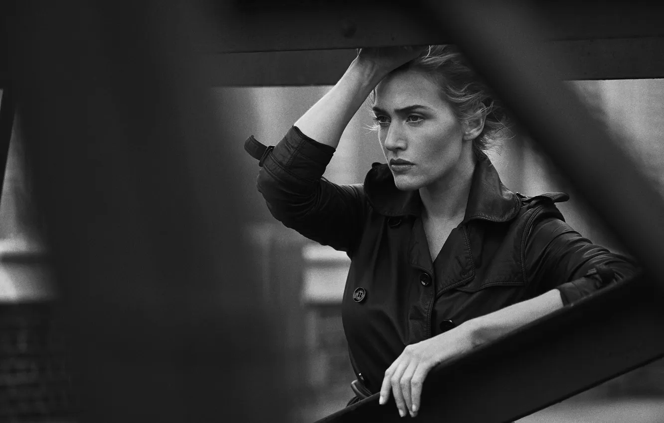 Photo wallpaper girl, Kate Winslet, Black White, Peter Lindberg