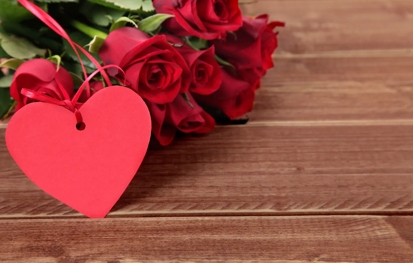 Photo wallpaper flowers, holiday, heart, roses, Valentine's day