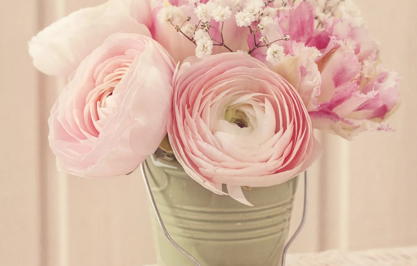 Photo wallpaper roses, vintage, flower, style, pink, vintage, bouquet, roses