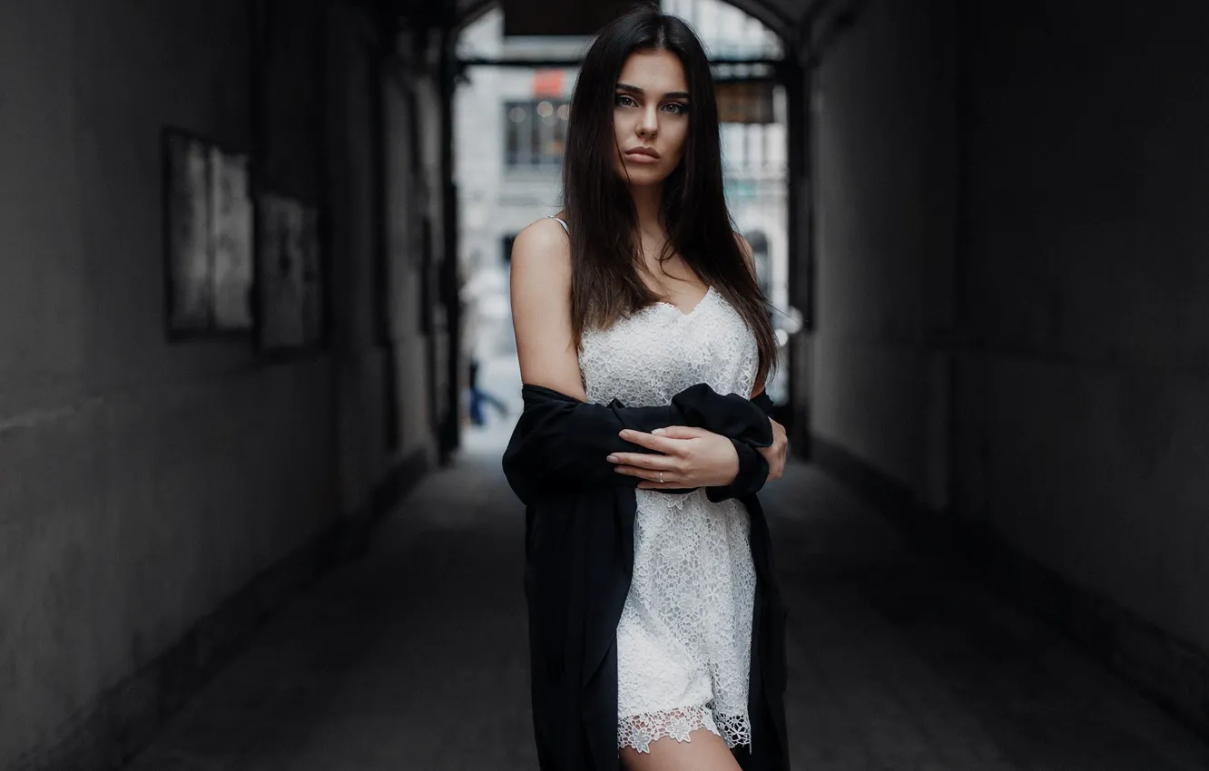 Photo wallpaper girl, pose, dress, Andrey Popenko