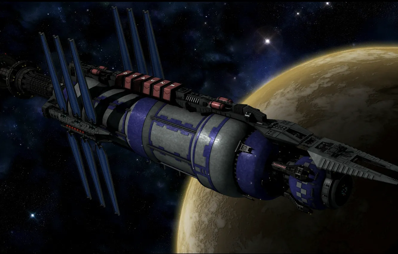 Photo wallpaper space, stars, spaceship, planet, babylon, Babylon 5