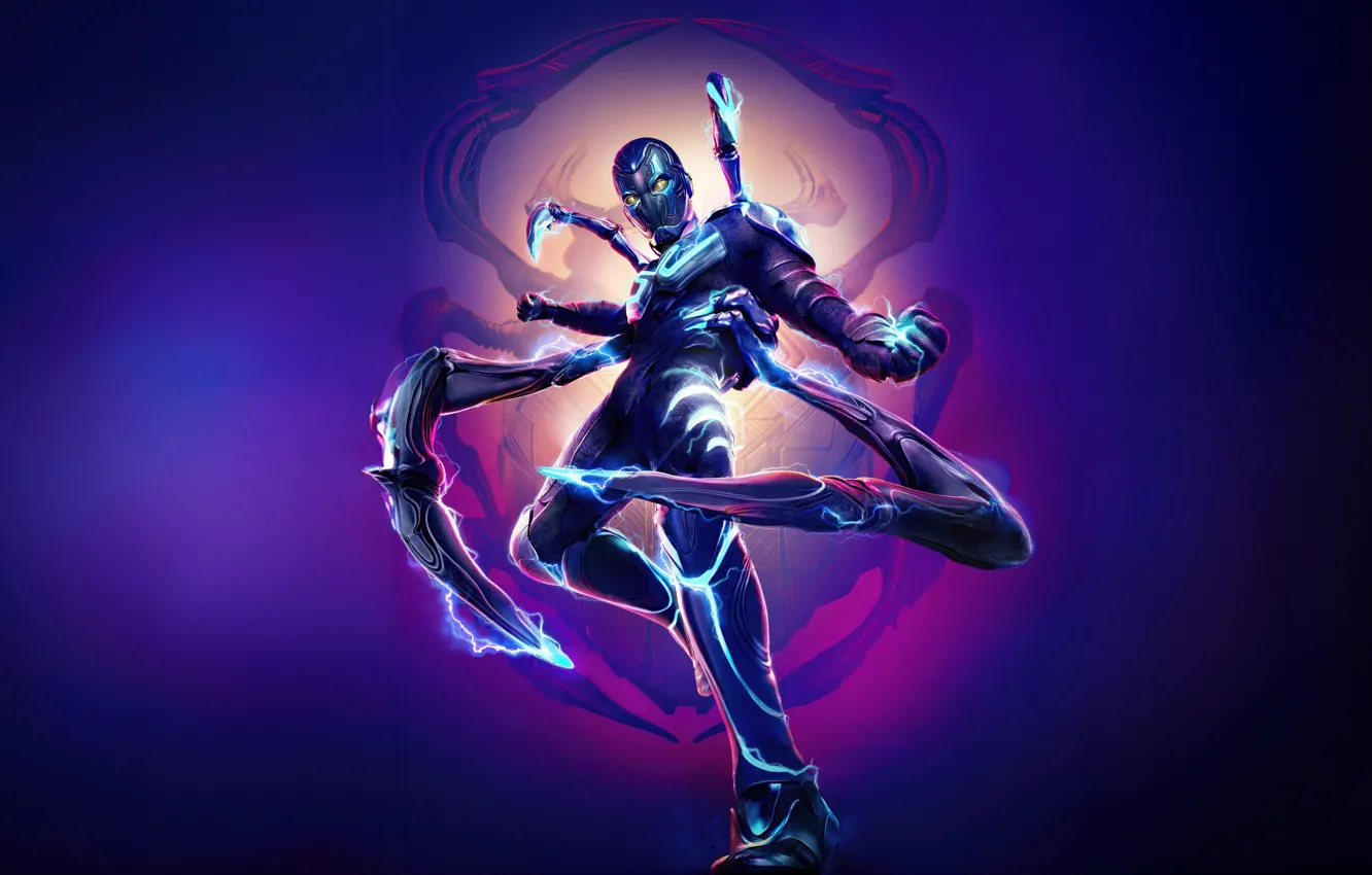 Photo wallpaper pose, weapons, the film, mask, superhero, movie, Superhero, Blue Beetle