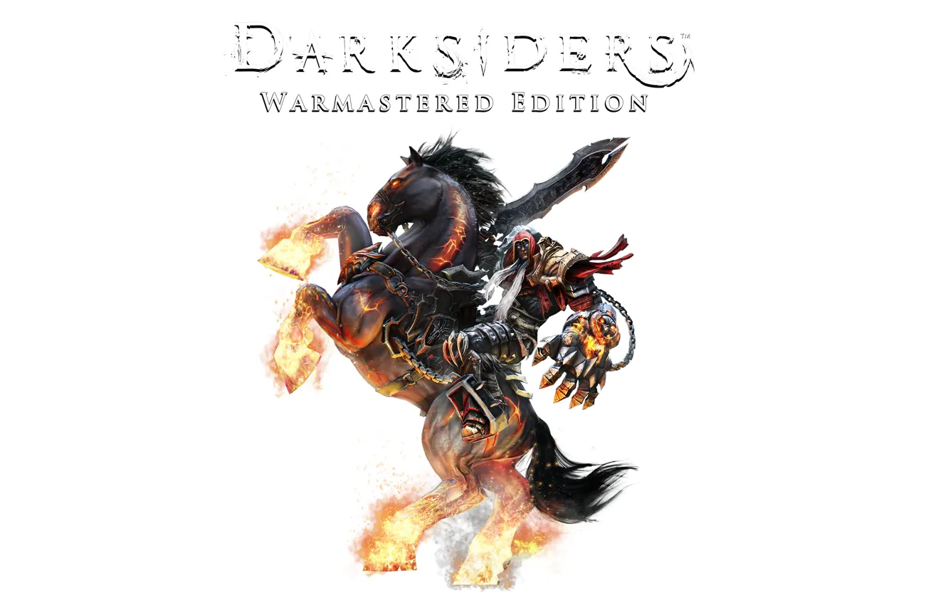 Photo wallpaper lights, flame, war, horse, sword, armor, hands, chain