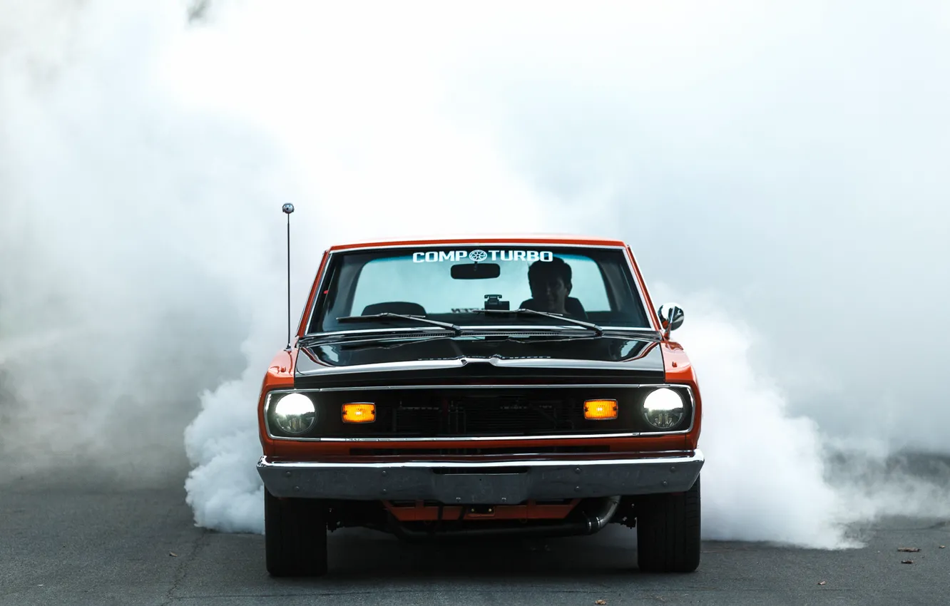 Photo wallpaper Dodge, orange, burnout, dart