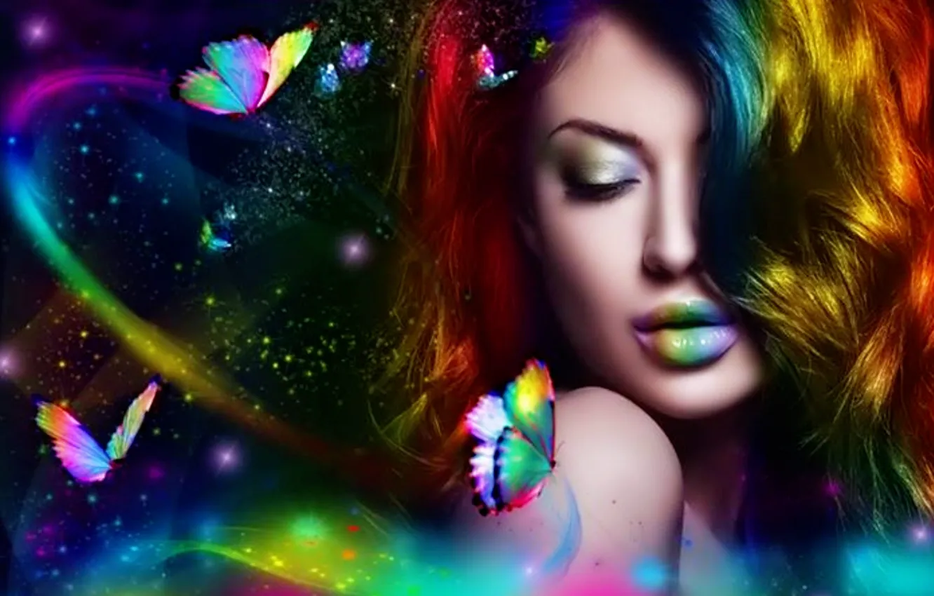 Photo wallpaper colorful, beauty, lovely, butterflies