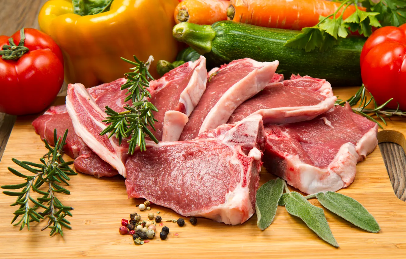 Photo wallpaper photo, food, vegetables, Meat products