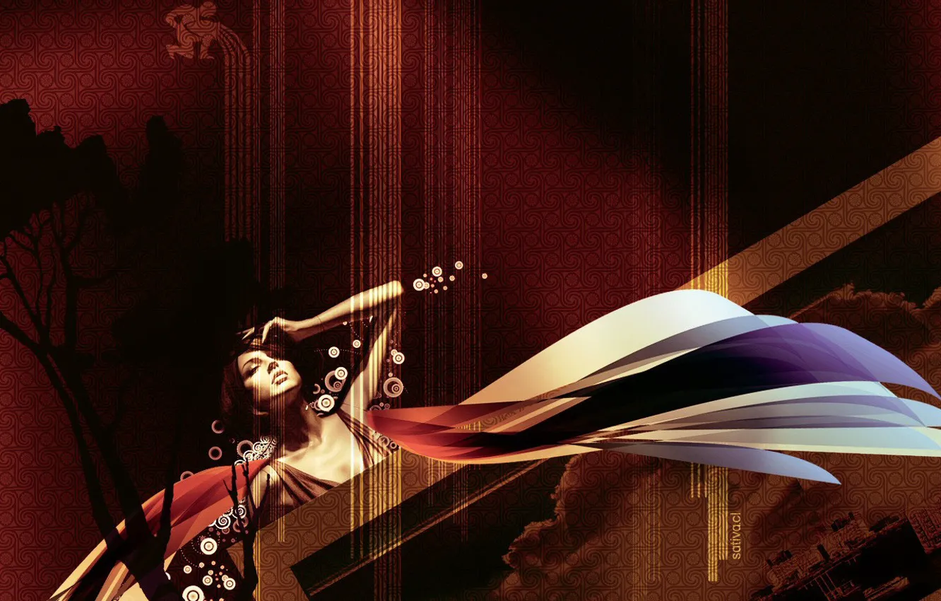 Photo wallpaper girl, line, pattern